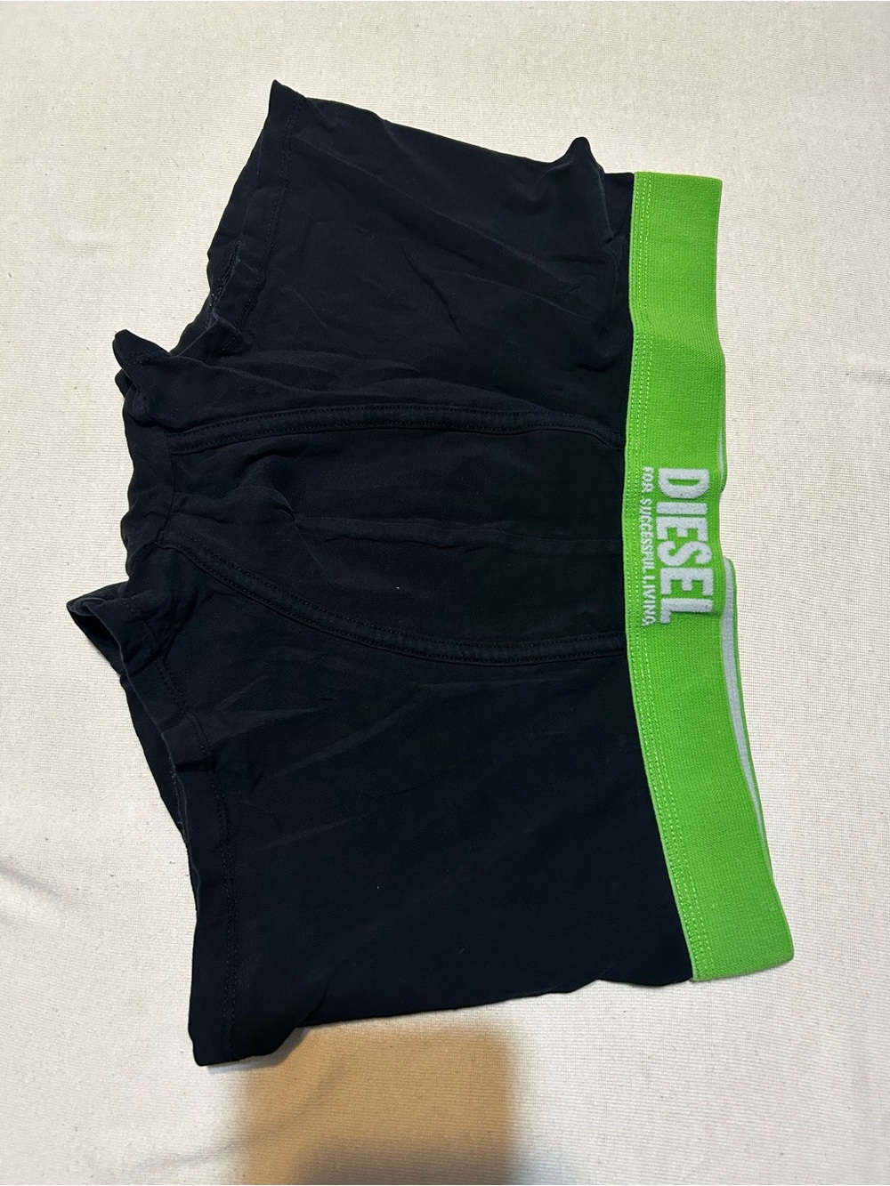 Diesel Black boxer brief Shorts with Bright Green Waistband